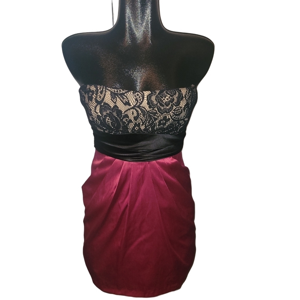 G.L.A.M Pink & Black Strapless Party Dress Size S